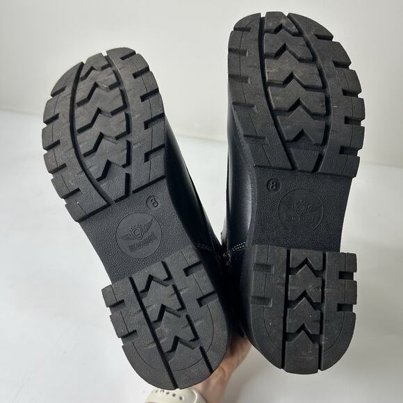 Motorcycle Ankle Boots Women’s 8 Zipper Black Lace-up Biker Boots Low Heel - Picture 4 of 8